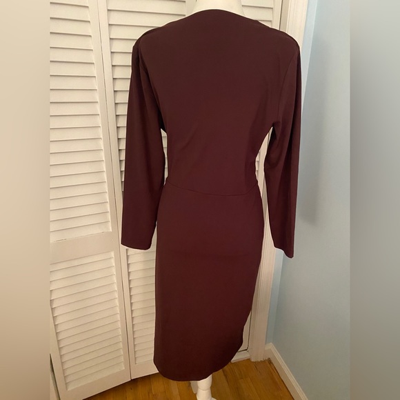 NWOT Ann Taylor wrap style dress - color is maroon - Picture 2 of 5